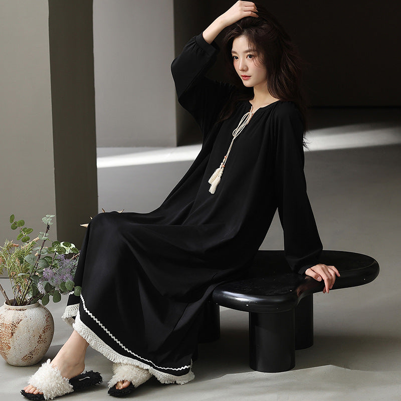 Women's Cotton Long-sleeved Nightdress