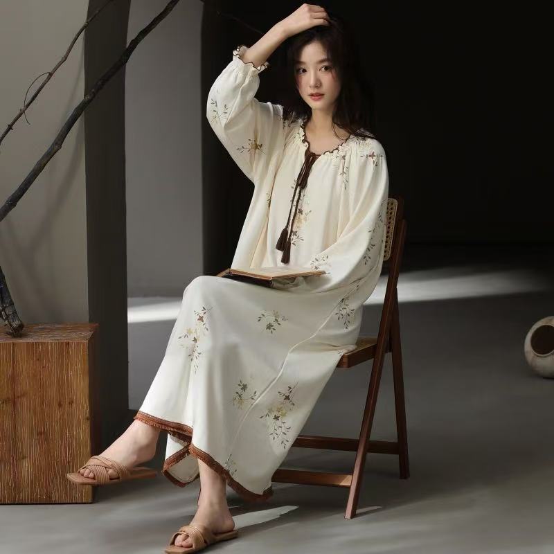 Women's Cotton Long-sleeved Nightdress