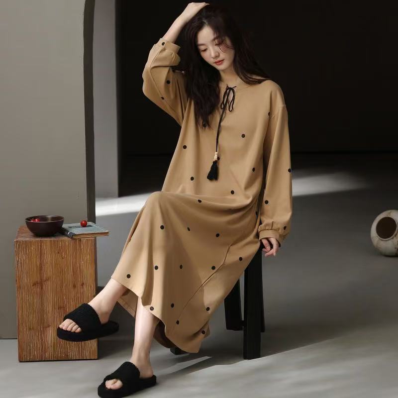 Women's Cotton Long-sleeved Nightdress