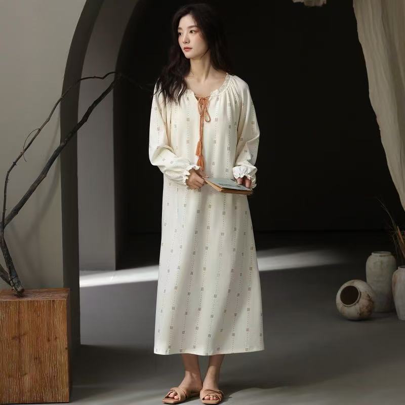 Women's Cotton Long-sleeved Nightdress