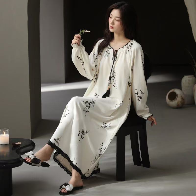 Women's Cotton Long-sleeved Nightdress